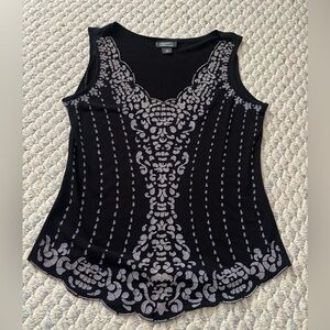 Elegant Vintage Black and Silver Women's Top